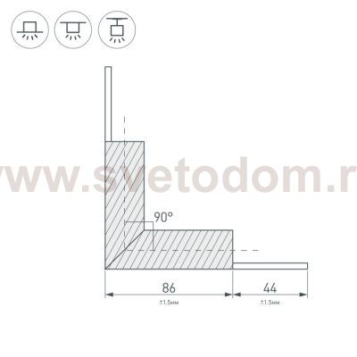 Угол PLS-LOCK-H25-L90W внешний (с экраном MAT-L) Arlight 26134