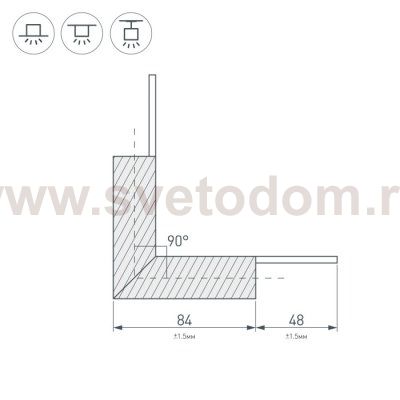 Угол PLS-LOCK-H25-L90N внутренний (с экраном MAT-L) Arlight 26135