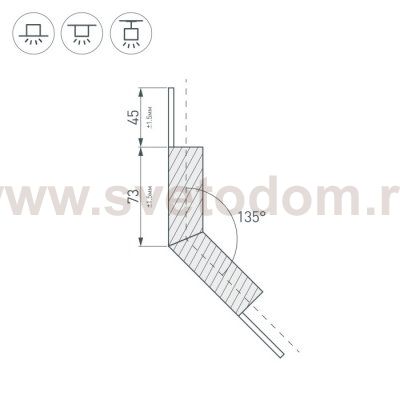 Угол PLS-LOCK-H25-L135W внешний (с экраном MAT-L) Arlight 26137