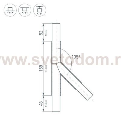 Тройник PLS-LOCK-H25-T135L левый (с экраном MAT-L) Arlight 26241