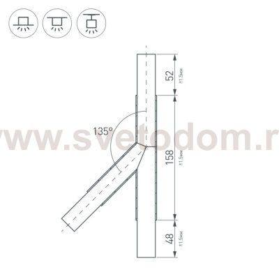 Тройник PLS-LOCK-H25-T135R правый (с экраном MAT-L) Arlight 26242
