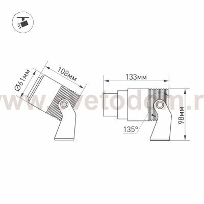 Светильник ALT-RAY-ZOOM-R61-12W Warm3000 (DG, 10-60 deg, 230V) Arlight 26447