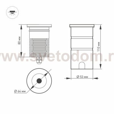 Светильник LTD-GROUND-R65-6W Warm3000 (SL, 24 deg, 230V) Arlight 26449