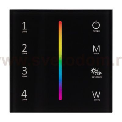 Панель Sens SMART-P30-RGBW Black (230V, 4 зоны, 2.4G) (Arlight, IP20 Пластик, 5 лет) Arlight 27104