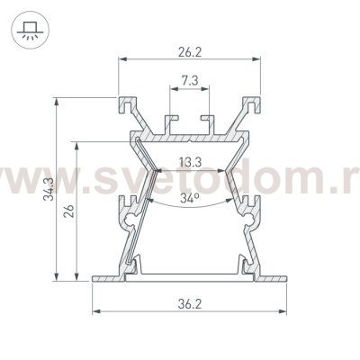Профиль с экраном ALU-WIDE-FL-H35-2000 ANOD+FROST Arlight 27887