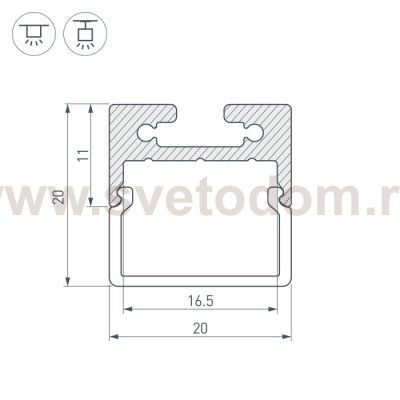 Профиль с экраном SL-LINE-2011M-2500 BLACK+OPAL SQUARE Arlight 27993