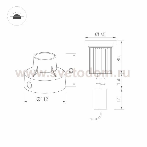 Светильник LTD-GROUND-XL-R65-6W Warm3000 (SL, 15 deg, 230V) (Arlight, IP67 Металл, 3 года) Arlight 28047