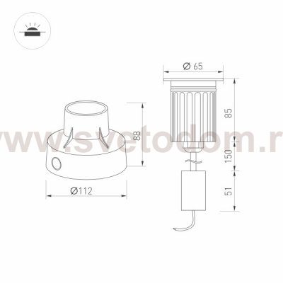 Светильник LTD-GROUND-XL-R65-6W Warm3000 (SL, 15 deg, 230V) (Arlight, IP67 Металл, 3 года) Arlight 28047