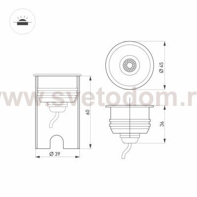 Светильник KT-AQUA-R45-3W White6000 (SL, 45 deg, 12V) (Arlight, Герметичный) Arlight 28056