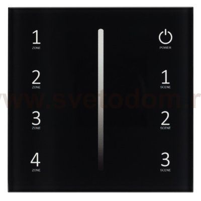 Панель Sens SMART-P17-DIM Black (230V, 4 зоны, 2.4G) (Arlight, IP20 Пластик, 5 лет) Arlight 28129