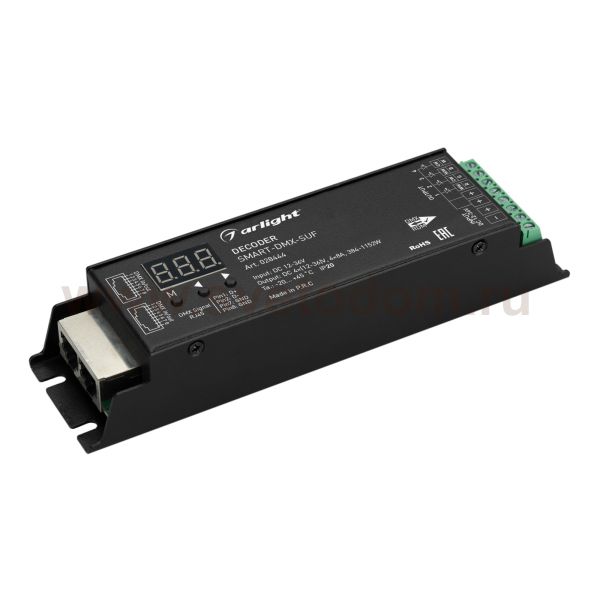Декодер DMX512 для трансляции DMX512 сигнала ШИМ(PWM) устройствам Arlight 28444