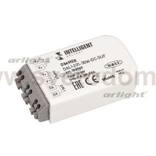 INTELLIGENT ARLIGHT Диммер DALI-201-50W-DC-SUF (11-50V DC, 1400mА) (IARL, IP20 Пластик, 3 года) Arlight 28750