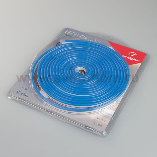 Гибкий неон GALAXY-1206-5000CFS-2835-100 12V Blue (12x6mm, 12W, IP67) Arlight 29357