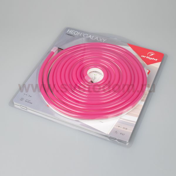 Гибкий неон GALAXY-1608-5000CFS-2835-100 12V Pink (16x8mm, 12W, IP67) Arlight 29373