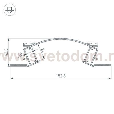 Профиль с экраном ALM-ARC-DOUBLE-2000 ANOD+FROST (Arlight, Алюминий) Arlight 29852