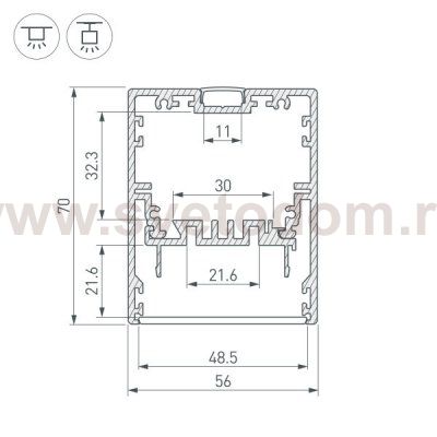 Профиль KLUS-POWER-W50-2000 ANOD (Arlight, Алюминий) Arlight 30303