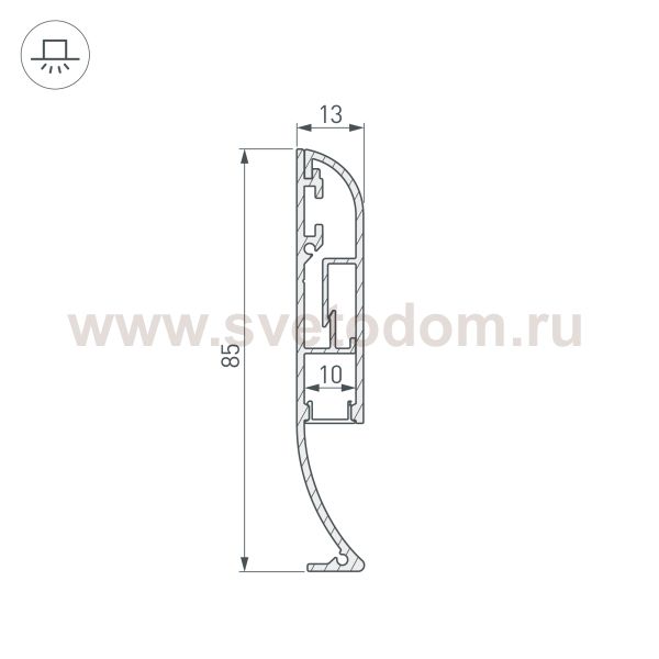 Профиль с экраном ARH-PLINTUS-INT-2500 ANOD+OPAL Arlight 30932