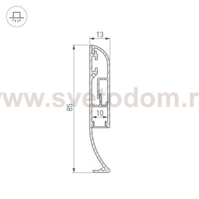 Профиль с экраном ARH-PLINTUS-INT-2500 ANOD+OPAL Arlight 30932