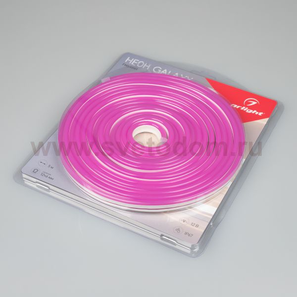 Образец Гибкий неон GALAXY-1206-5000CFS-2835-100 12V Purple 0.5M (12x6mm, 12W, IP67) Arlight 30965