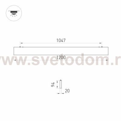 Светильник ALT-LINEAIR-FLAT-UPDOWN-DIM-S2094-1200-40W Day4000 (BK, 100 deg, 230V) Arlight 31471