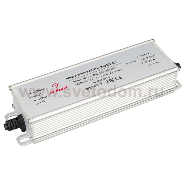 БЛОК ПИТАНИЯ ARPV-24250-A1 (24V, 10.4A, 250W) (ARLIGHT, IP67 МЕТАЛЛ, 031514)