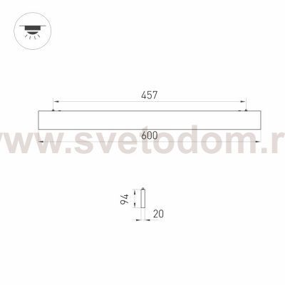 Светильник ALT-LINEAIR-FLAT-UPDOWN-DIM-S2094-600-25W Warm3000 (BK, 100 deg, 230V) Arlight 31527