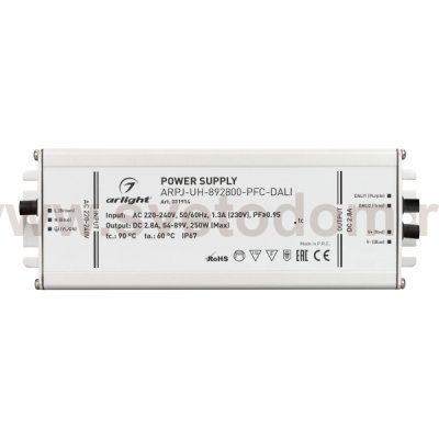 Блок питания ARPJ-UH-892800-PFC-DALI (250W, 2.8A) (Arlight, IP67 Металл, 7 лет) Arlight 31914