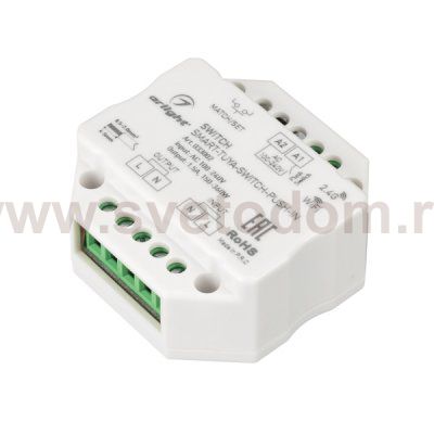 Контроллер-выключатель SMART-TUYA-SWITCH-PUSH-IN (230V, 1.5A, WiFi, 2.4G) (Arlight, IP20 Пластик, 5 лет) Arlight 33002