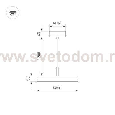 Светильник SP-ELEGANT-R500-37W Warm3000 (WH, 120 deg, 230V) (Arlight, IP20 Металл, 3 года) Arlight 33925