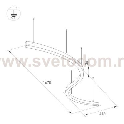 Светильник S-образный из  профиля SL-ARC-3535-D800-A90 BLACK Arlight 34052