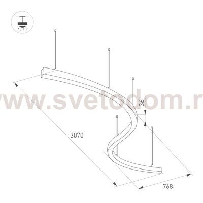 Светильник S-образный из  профиля SL-ARC-3535-D1500-A90WHITE Arlight 34056
