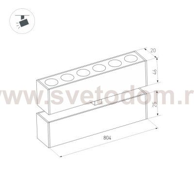 Светильник поворотный для магнитных треков шириной 25 мм Arlight 34231