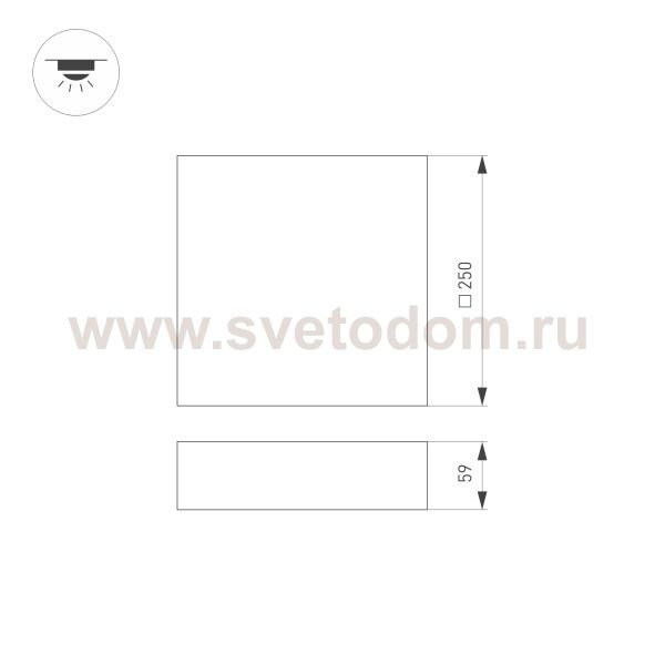 Светильник SP-QUADRO-S250x250-25W Day4000 (WH, 120 deg, 230V) (Arlight, IP40 Металл, 3 года) Arlight 34785