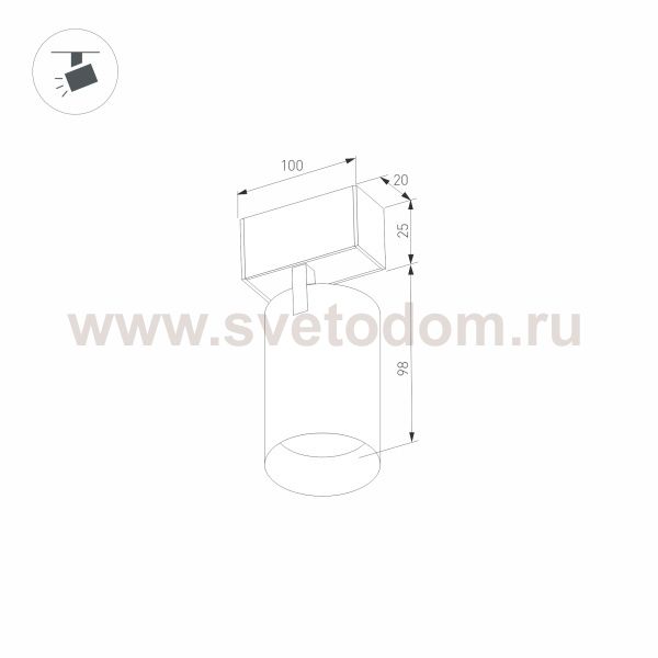 Светильник поворотный для магнитных треков шириной 25 мм Arlight 35001