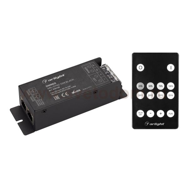 Диммер ARL-SYNC-DIM Black (12-24V, 1x25A, ПДУ 14кн, RF, RJ45) (Arlight, IP20 Металл, 3 года) Arlight 35135