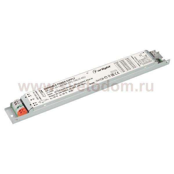 Блок питания ARJ-SP-60-LINEAR-PFC-DALI2-ADJ (60W, 80-300V, 0.2-0.5A) (Arlight, IP20 Металл, 5 лет) Arlight 35535