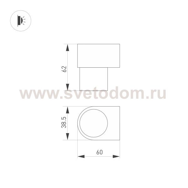 Светильник SP-SPICY-WALL-MINI-S60x39-3W Warm3000 (WH, 40 deg, 230V) (Arlight, IP20 Металл, 3 года) Arlight 35540