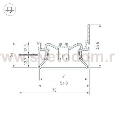 Профиль FOLED-50-WALL-2000 (Arlight, Алюминий) Arlight 35771