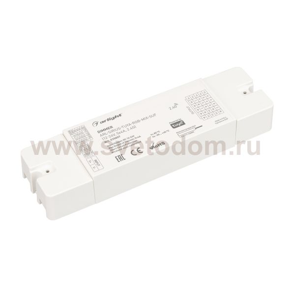Диммер ARL-SIRIUS-TUYA-RGB-MIX-SUF (12-24V, 5x4A, 2.4G) (Arlight, IP20 Пластик, 3 года) Arlight 35807