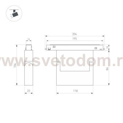Светильник MAG-ORIENT-LASER-FOLD-S195-6W Warm3000 (WH, 30 deg, 48V, DALI) (Arlight, IP20 Металл, 3 года) Arlight 35863
