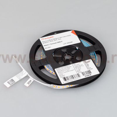 Лента COB-X128-8mm 24V Warm3000 (9.6 W/m, IP20, DOT, 5m) (Arlight, Открытый) Arlight 36838