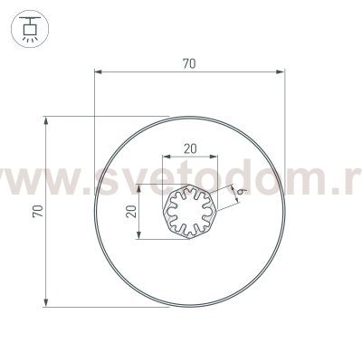 Профиль SL-ROUND-D70-360deg-2000 ANOD (Arlight, Алюминий) Arlight 37770