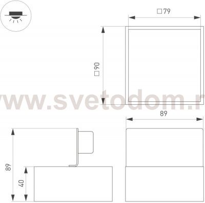 Светильник DL-GRIGLIATO-S90x90-12W Warm3000 (WH, 90 deg, 230) (Arlight, IP40 Металл, 3 года) Arlight 38332