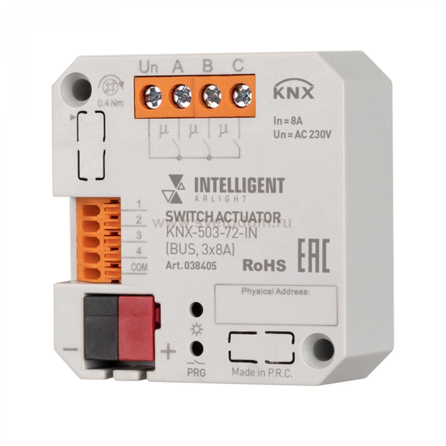 INTELLIGENT ARLIGHT Релейный модуль KNX-503-72-IN (BUS, 3x8A) (IARL, IP20 Пластик, 3 года) Arlight 38405