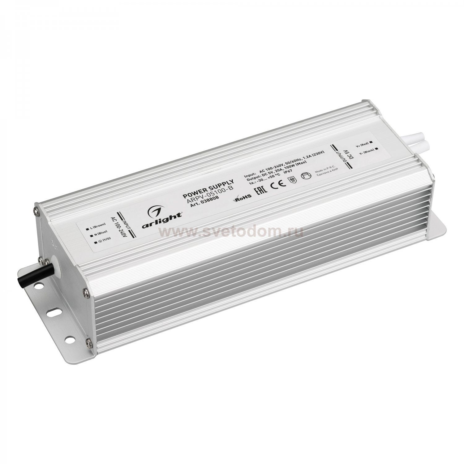 Блок питания ARPV-05100-B (5V, 20.0A, 100W) (Arlight, IP67 Металл, 3 года) Arlight 38808