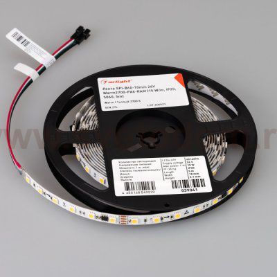 Лента SPI-B60-10mm 24V Warm2700-PX6-RAM (15 W/m, IP20, 5060, 5m) (Arlight, бегущий огонь) Arlight 39041