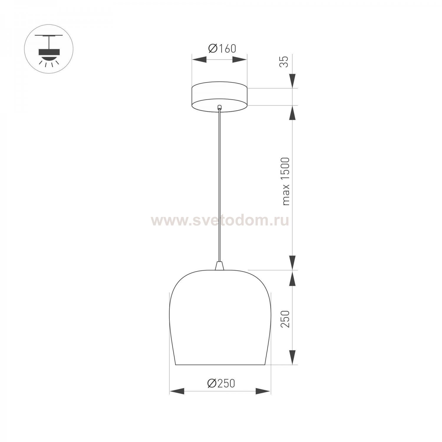 Светильник SP-PEONY-HANG-R250-15W Warm3000 (WH, 65 deg, 230V) (Arlight, IP20 Металл, 3 года) Arlight 39548