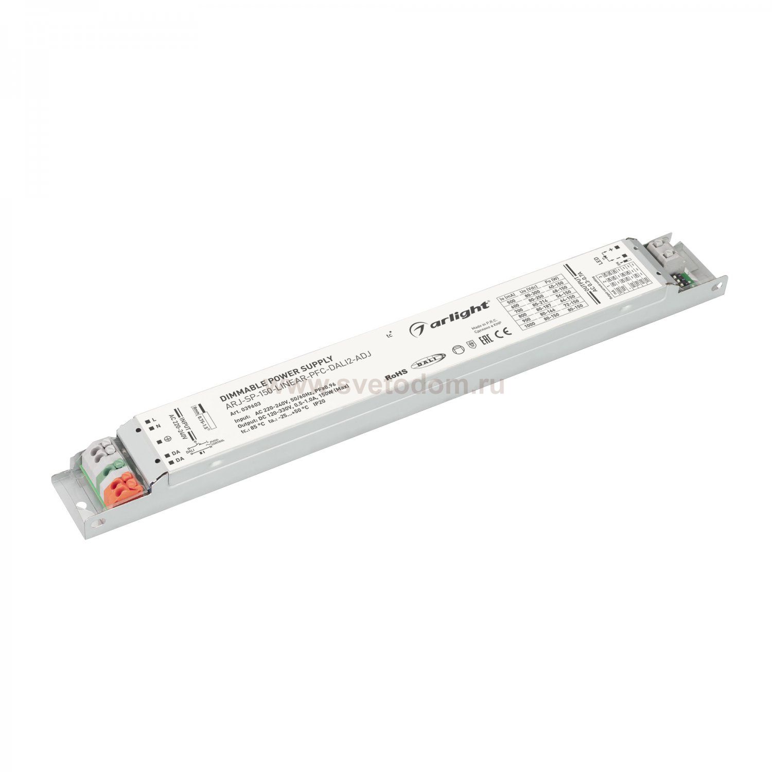 Блок питания ARJ-SP-150-LINEAR-PFC-DALI2-ADJ (150W, 120-330V, 0.5-1.0A) (Arlight, IP20 Металл, 5 лет) Arlight 39603