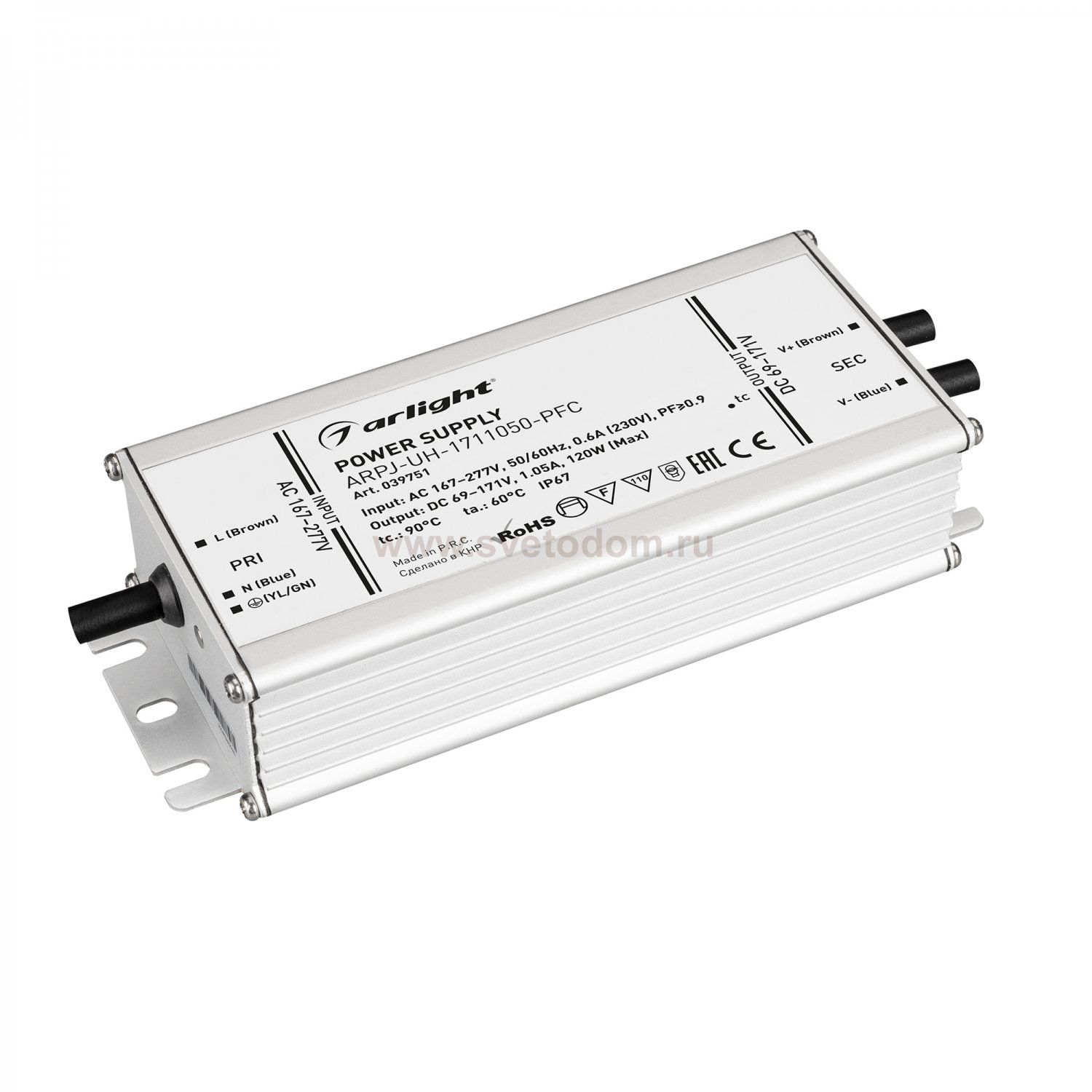 Блок питания ARPJ-UH-1711050-PFC (120W, 69-171V, 1.05A) (Arlight, IP67 Металл, 7 лет) Arlight 39751