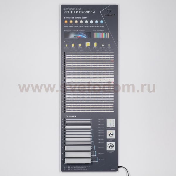 Стенд Ленты и Профиль RT-LUX-S1-1760x600mm (DB 3мм, пленка, подсветка) Arlight 890
